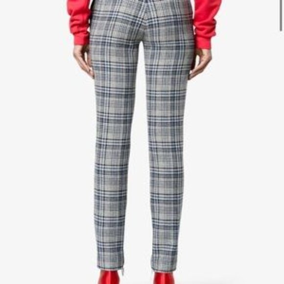 Blue cotton and wool blend Tartan High Waisted Trousers from Off-White. - Picture 8 of 9